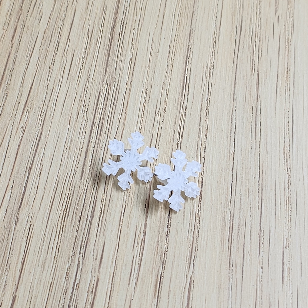 White Snowflake Earrings
